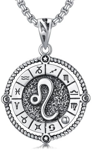ROMANTICWORK Leo Zodiac Necklace 12 Constellation Horoscope Astrology Pendant Necklace 925 Sterling Silver Zodiac Sign Jewellery Gifts for Men Women