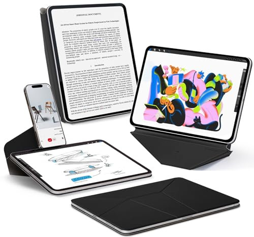 MOFT Dynamic Folio für 11 iPad Pro (2.3.4. Gen) & iPad Air (4.5.6.7. Gen), Schlanke Magnetische Tablet Hülle mit Ständer und über 20 Betrachtungswinkeln, Auto Wake/Sleep-Funktion - Tiefschwarz