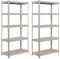 Bricodem Set di 2 Scaffali in Metallo Zincato e MDF Per Carichi Pesanti Portata 875 kg Con 5 Ripiani Regolabili da 175 kg Per Garage, Magazzini, Cantine 180x90x40 cm