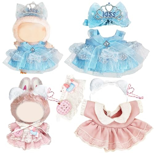 Puppenkleidung 2 Stück,Puppe Kleidung für 17cm,Mini Puppen Bekleidung Set,Lustiges Zubehör Kleidung,DIY Outfit,stilvolles,Plüsch Puppen Zubehör,Geschenk für Jungen und Mädchen(Ohne Puppe)