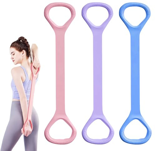 3 Stück Griff Elastische Zugseil, 45cm Pilates Squat Brust Expander, Muskeltraining Extender, Figure 8 Widerstandsbänder, Übungsbänder Pilates-Stretchbänder, für Finess Training Gymnastik Yoga pilates