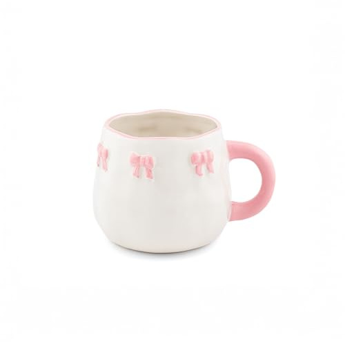 Sass & Belle Bow Mug - Cute Tea Cup for Hot Drinks – Stylish Coffee Cup Gift for Mum or Her – Stoneware Novelty Design by Sass and Belle, Drinking Mug for Home or Office