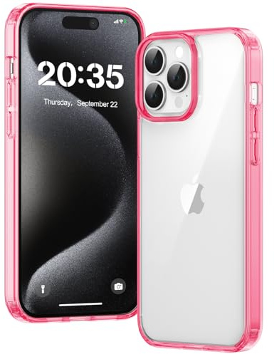 Voyahülle Clear Case for iPhone 15 Pro Max, Ultra Thin, Shockproof TPU Cover, Anti-Yellowing, Crystal Clear, Phone Case for Apple iPhone 15 Pro Max - Magenta