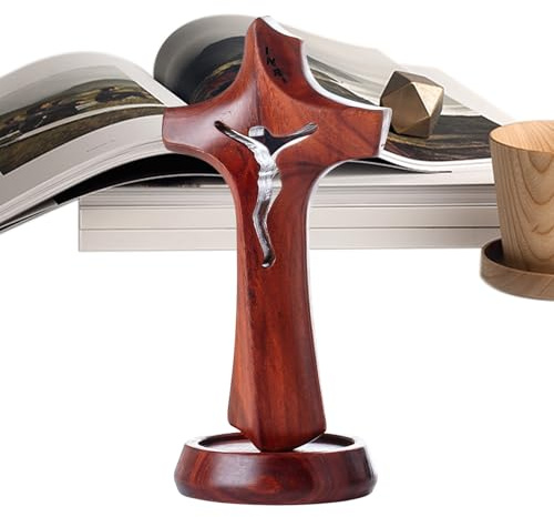Renchey Kreuz Für Tisch | Kruzifix Aus Holz Statue,Kreuz Jesus Kruzifix Aus Holz - Für Zuhause Tisch Mittelstück Schreibtisch Einweihung Wohnzimmer Schlafzimmer Esszimmer