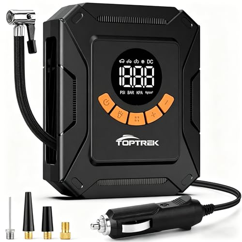 toptrek Elektrische Luftpumpe, 150PSI Kabelloser akku fahrradpumpe Mit LED-Licht, Powerbank-Funktion & USB-C, Wiederaufladbare Reifenpumpe Für Fahrrad/E-Bike/Auto/Motorrad/Bälle