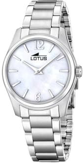 Lotus Damenuhr Analog aus Edelstahl 316L | Quarzuhr, Widerstandsfähiges Mineralglas, Wasserdicht 10 ATM, 19061/1, Classic Steel