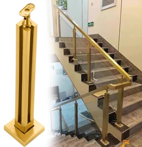 Poteaux de balustrade en verre Kits De Garde-corps D'escalier Intérieur, Hauteurs Disponibles : 60, 85, 95, 105, 115 Et 120 cm. Poteaux D'escalier Métalliques Réglables(B - CORNER,Height 120cm)