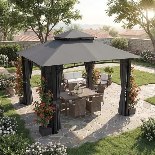 JUMMICO Eisen Pavillon 3,3x3,3 wasserdicht stabil Winterfest