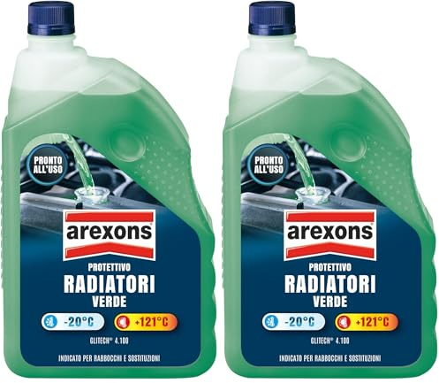 AREXONS Protettivo Radiatori -20°, Liquido Pronto all'Uso per Radiatori: Protezione Antigelo e Antiebollizione per Leghe di Alluminio, Miscelabile e Adatto a Rabbocchi, 2L (Confezione da 2)