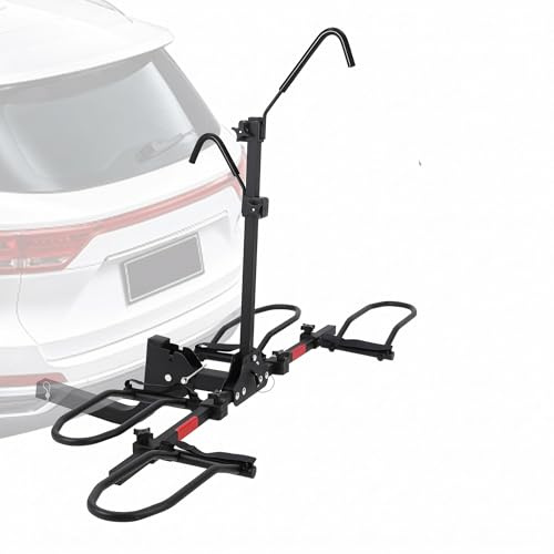 GarveeMore Fahrradträger Anhängerkupplung für 2 Fahrräder E-Bike, | Universal Fahrradträger 68 kg mit Schlössern, Intelligente Neigung und Faltbar, 5 cm Anhängerhaken für die Meisten Auto/SUV