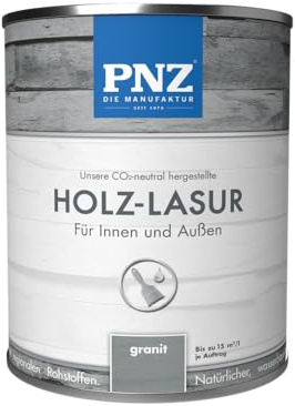 PNZ Holzlasur für Innen und Außen | lösemitttelfreie Farblasur | Nachhaltig hergestellt mit regionalen Rohstoffen | für alle Hölzer, auch Bienenhäuser, Gebinde:0.75L, Farbe:granit