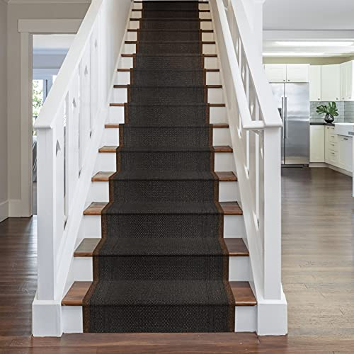 runrug Stair Runner Rug - Non Slip - Staircase Carpet Runner for Stairs - Stain Resistant Stair Carpet Rug Runner - Ideal for High Foot-Traffic - 66cm Wide x 720cm Long - Aztec, Dark Brown