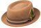 Borges & Scott Premium Defoe - Porkpie Hut mit Abnehmbarer Feder - 100% Wollfilz - Wasserabweisend - Für die Reise aufrollbar - 56cm Karamell