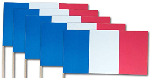 Frankreich Qualitäts-Fähnchen am Holzstab mit Länder Flaggen - 50 Stück im Sparpack