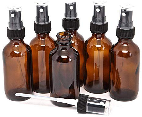 Suneast 5 Stück Kleine Sprühflasche aus Braunglas Leer Feinen Nebel Glasflaschen Apotheker-Sprühflaschen mit Schwarz Zerstäuber für Parfüm Aromatherapie, Chemische Flüssigkeit - 30ml