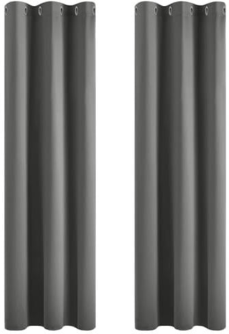 Deconovo Thermogardinen Verdunkelungsvorhänge mit Ösen Thermovorhang Kälteschutz Thermogardine Hitzeschutz Dicke Thermovorhang, 183x107cm(HöhexBreite), Hellgrau, 2er Set