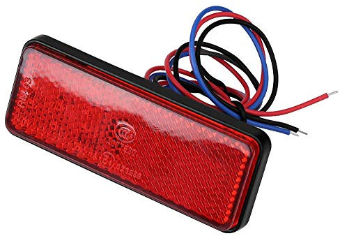 Tbest Luz de freno de cola de motocicleta, 12V 2.4W Universal Moto Scooter Ciclomotor Rectángulo LED Reflector Luz de freno de cola Lámpara de parada Apto para la mayoría de motocicletas(rojo)