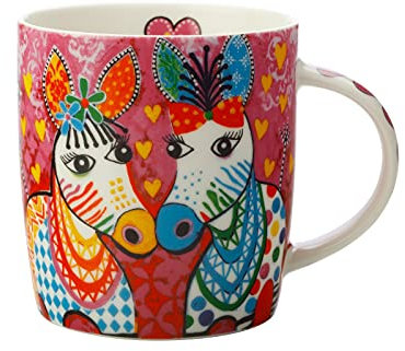 Maxwell & Williams Love Hearts Tazza in Porcellana Dipinta con Animali, Motivo “Zebra a Zig Zag”, Confezione Regalo, Colore Rosa, 370 ml