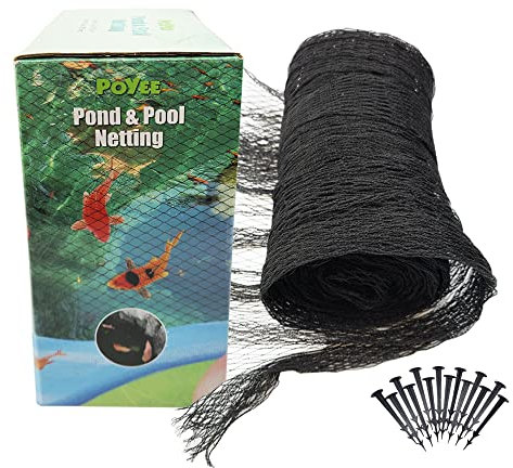 Filet pour Bassin 4.5x6m - Filet de Protection pour Étang, Protège Les Poissons Koï des Oiseaux, Chats et Prédateurs avec Piquets, Filet Anti Oiseaux