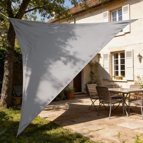 HAIKUS Sonnensegel Wasserdicht Dreieckig 4x4x4m Sonnenschutz Wasserabweisend Premium PES Polyester mit UV Schutz für Balkon Garten Terrasse Grau