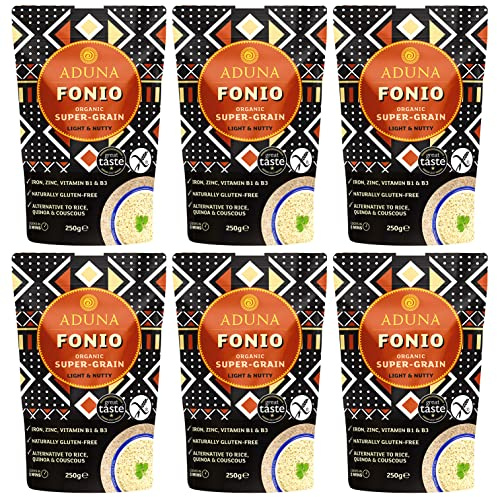 Aduna Organic Fonio Supergrain | Ancient African Gluten Free Grain | 6x250g