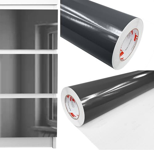 DecoMeister Vinilo Adhesivo Muebles Gris Grafito Brillo Papel Decorativo Autoadhesivo Para Forrar Encimera Cocina Lámina Impermeable Para Exterior Puerta Pegatina Para Armario Mesa Rollo 100 x 1000cm