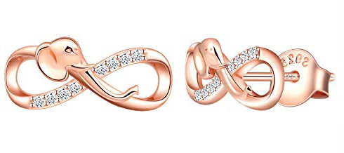 MicLee Ohrstecker 925 Sterling Silber Zirkonia Einfach Damen Elefant Unendlichkeit Zeichen Infinity Ohrringe Ohrschmuck mit Geschenkbeutel,Super Weihnachten Geschenk