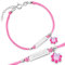 Maverton Kinder ID Armband 925 Silber mit Gravur + personalisierte Geschenkbox - Baby Armkette mit Anhänger - Namensarmband für Mädchen zur Geburt zur Taufe - Länge: 13-16 cm - Rosa -