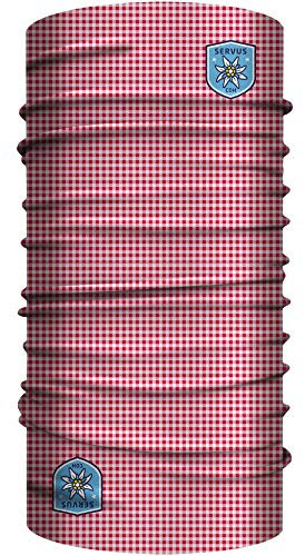 Club of Heroes Karo Bandana, nahtloses Multifunktionstuch aus weicher Mikrofaser/atmungsaktiv Schlauchschal Halstuch Mundschutz Schal Tuch/Karomuster kariert Bayern Tracht (Rot)