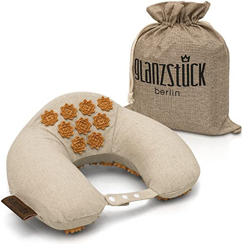 Glanzstück Berlin® Health Collection: Premium Nackenhörnchen/Akupressurkissen/U-Form Kissen für Zuhause & auf Reisen, für Yoga & Meditation, Verspannungen in Nacken & Schultern bekämpfen