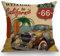 Swono Kissenbezug, Motiv: Oldtimer, Motiv: California Route 66, alte Autos, Tankstelle, Retro, Reise, Europa, Amerika, klassischer Wurfkissenbezug aus Baumwollleinen, 45,7 x 45,7 cm für Sofa und Couch