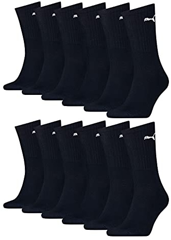 PUMA unisex Sportsocken Tennissocken Freizeitsocken Sport Crew 7312 12 Paar, Farbe:Blau, Menge:12 Paar (4x 3er Pack), Größe:43-46, Artikel:-322 dark navy