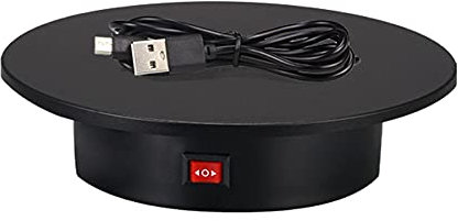SGAIYUNRT 360°Rotating Turntable Electric, USB and Battery-Powered Turntable Display Durable Energy Saving, Adjustable Direction/Black / 25CM Load 15KG