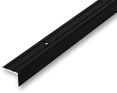 (13,34EUR/m) 25 x 20 x 1500 mm Treppenwinkel schwarz gebohrt inkl. Montageset Treppenkantenprofil Treppenkante