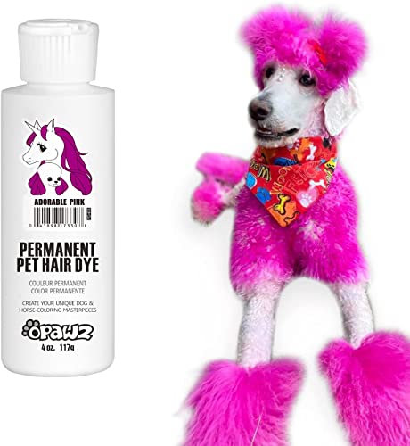 Opawz Permanente Tinte para Pelo de Perro, Profesional Salones Tinte para Pelo de Mascotas, Dura Más de 20 Lavados, Colores Brillantes para Perros y Caballos (Adorable Rosa)