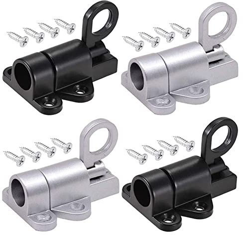 4 Pezzi Automatica Serratura Della, Serratura a Molla in Lega di Alluminio, Rimbalzo Automatico Serratura, con 16 Viti, per Finestre, Porte in Legno, Ante di Armadi (Nero e Argento)