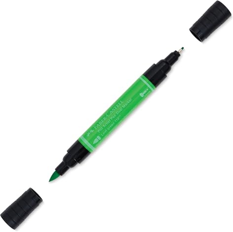 Faber-Castell Art & Graphic Pitt Artist Pen Dual Marker India Ink, Leaf Green, Single Pitt Pen, For Art, Craft, Drawing, Skizzing, Home, School, Uni, Coloring