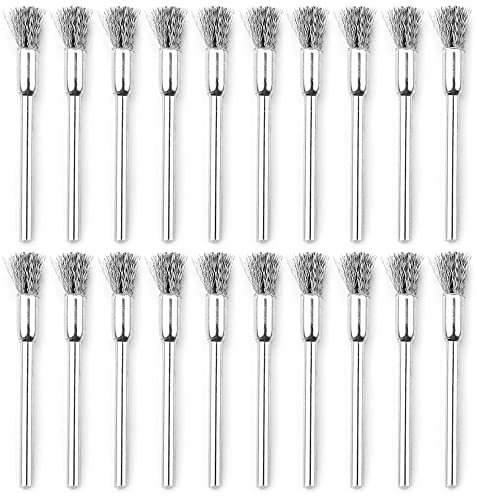 20 Pcs Steel Brush Set Steel Wire Brush Wheel Stainless Steel Wire Wheel for Rotary Tools Removal Rust Corrosion Paint Degreasing Deburring Polishing