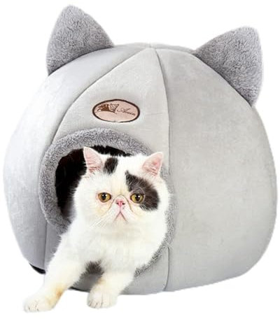 Katzenhöhle Bett, Katzenbett Zelt for Katzen und kleine Hunde, weich for den Innenbereich, gemütliches Zelt/Haus for Katzen, Kätzchen, halbgeschlossenes Katzenbett, Haus, Katzenschlafhöhle