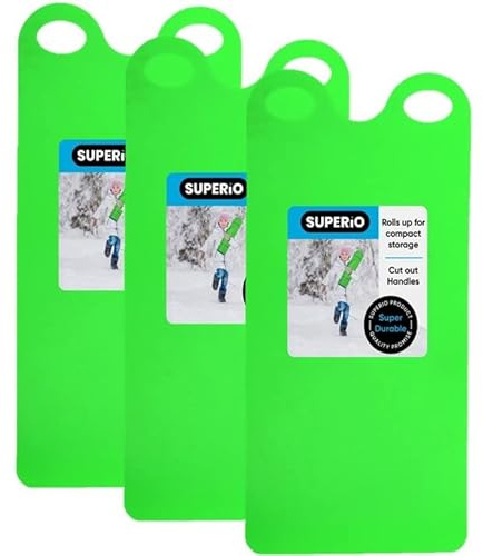 Superio Snow Slider Mat, Flexible Snow Sled Flying Carpet, Roll up Sleds for Kids 36 Lightweight Plastic Snowboard Sled(Green 3 Pack)…