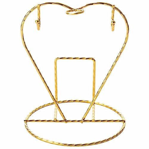 Teensery Tea Cup and Saucer Stand Heart Shaped Teacup Display Easel Holder Metal Desktop Coffee Mug Organizer Plate Storage Rack, 1 Piece (Gold)