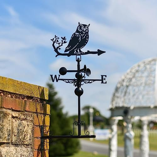 Black Country Metal Works Deluxe Steel Wise Owl Weathervane - Horizontal Fitting