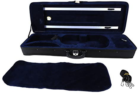 Eujgoov Custodia Professionale per Violino Classico 4/4 Nera con Fodera in Cotone Morbido e Forma Oblunga
