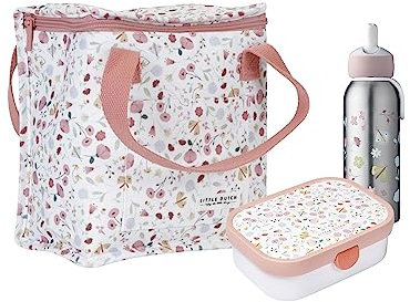 Little Dutch FB-KT-BD-TF Set Kühltasche, Brotdose Campus & Thermoflasche Flip-up - Flowers & Butterflies