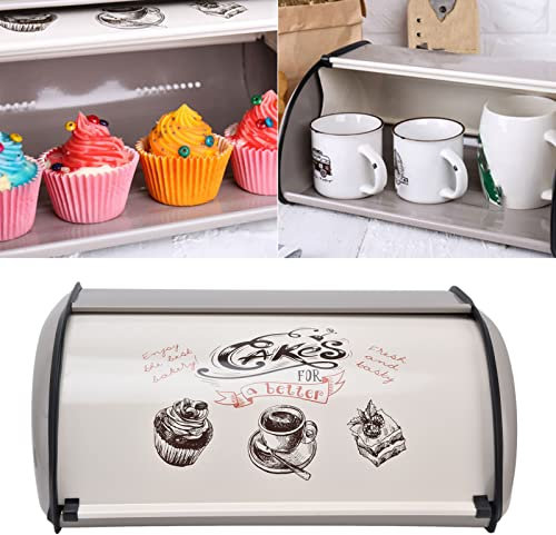 BEIJIALY Boîte à Pain Vintage, Rectangulaire, Porte-Roulante, Métal Durable et Résistant aux Taches et aux Odeurs, Dimensions env. 34,5 cm x 23 cm x 14,5 cm, Pour Pain et Pâtisserie