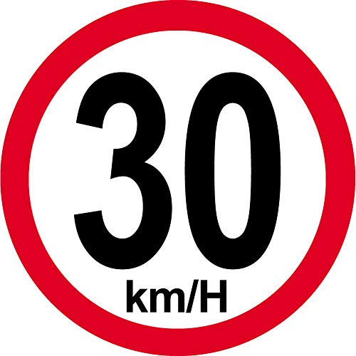 Disque de vitesse 30Km/H bord rouge - 10cm - Autocollant/Sticker