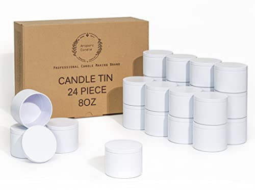 Boîtes pour bougies avec couvercles - Lot de 24 récipients sans couture de 236 ml pour fabrication de bougies, bocaux vides en gros, couleur blanche