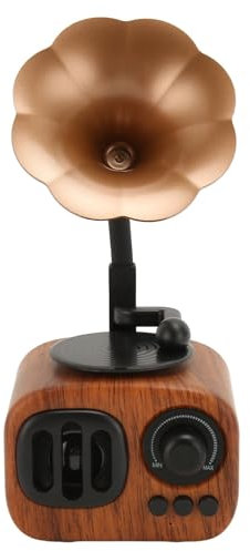 Retro Phonograph Bluetooth Lautsprecher, Tragbarer Kabelloser Stereo Radio Lautsprecher, Unterstützt Speicherkarte AUX, Wiederaufladbarer Lautsprecher mit Vintage