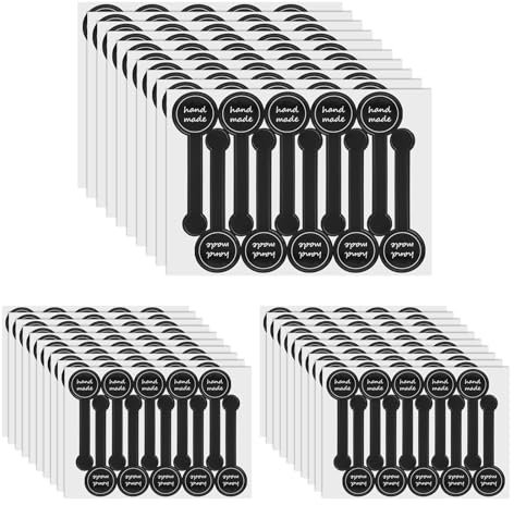 300 Pcs Hand Made Cake Stickers Labels Handmade Seal Stickers Cake Box Seal Sticker Self-Adhesive Handmade Bakery Sticker Black Long for Pastry Bags Lollipops Candy Bread