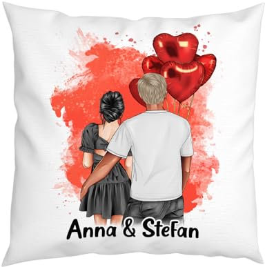 Liebtastisch - Kissen mit Personalisierung - Couple Geschenkidee - ich Liebe Dich - 40x40cm + mit Füllung - Ballon